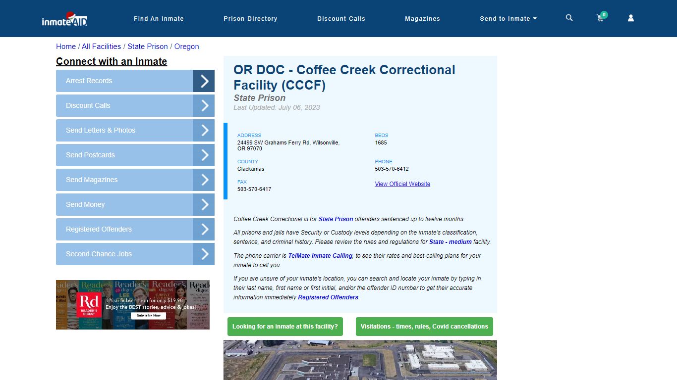 OR DOC - Coffee Creek Correctional Facility (CCCF) - InmateAid